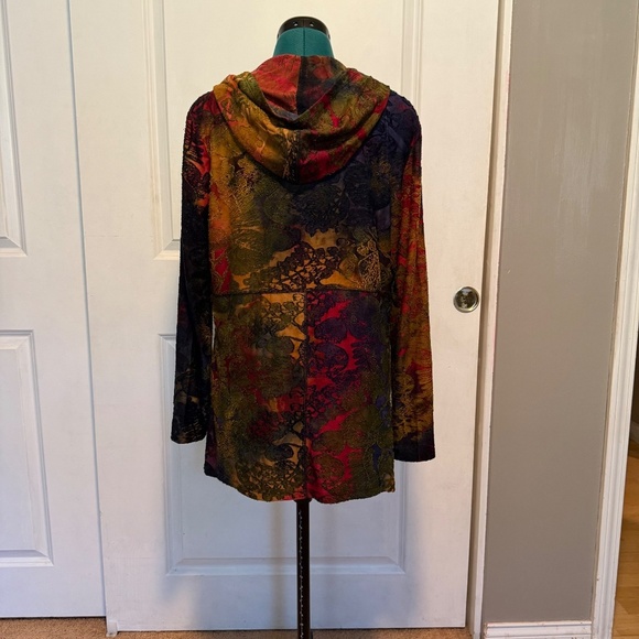 Kamana Multi Color Textured Zip Up Lightweight Jacket Hood Large Art to Wear - Picture 13 of 13